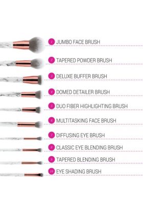 Bh Cosmetics - Marble Luxe 10 Piece Brush Set